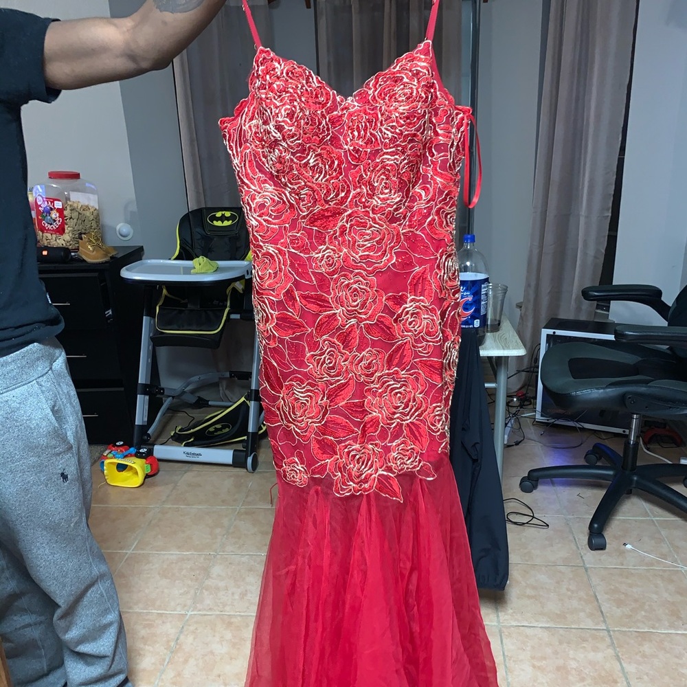 Red evening dress